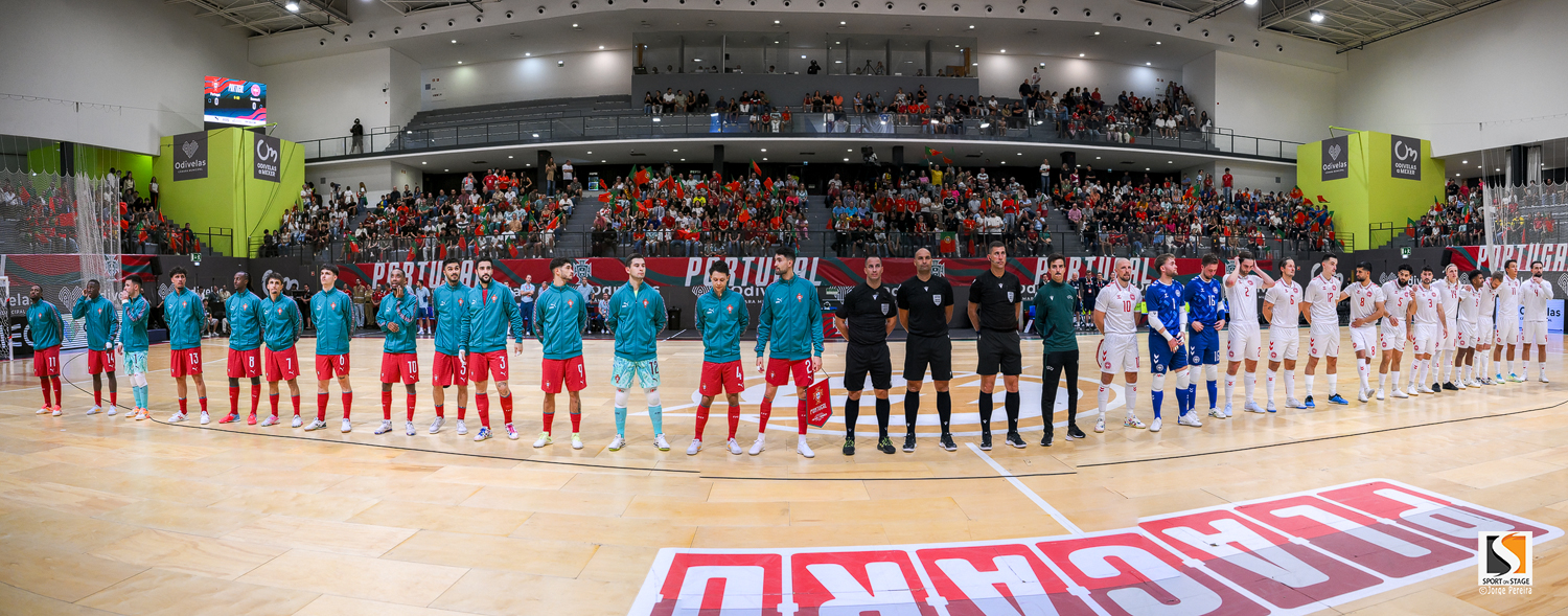 Portugal goleou a Dinamarca por 10-3 no primeiro jogo do grupo 7 de apuramento para o Mundial 2028. Fotografias do jogo do Pavilhão Multiusos de Odivelas